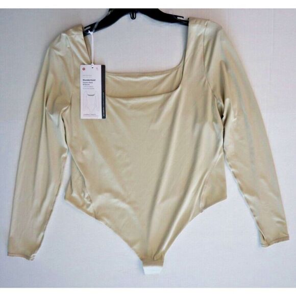 Lululemon Women's Sz XL Mojave Tan Wundermost Nulu Square-Neck L/S Bodysuit - Picture 8 of 9